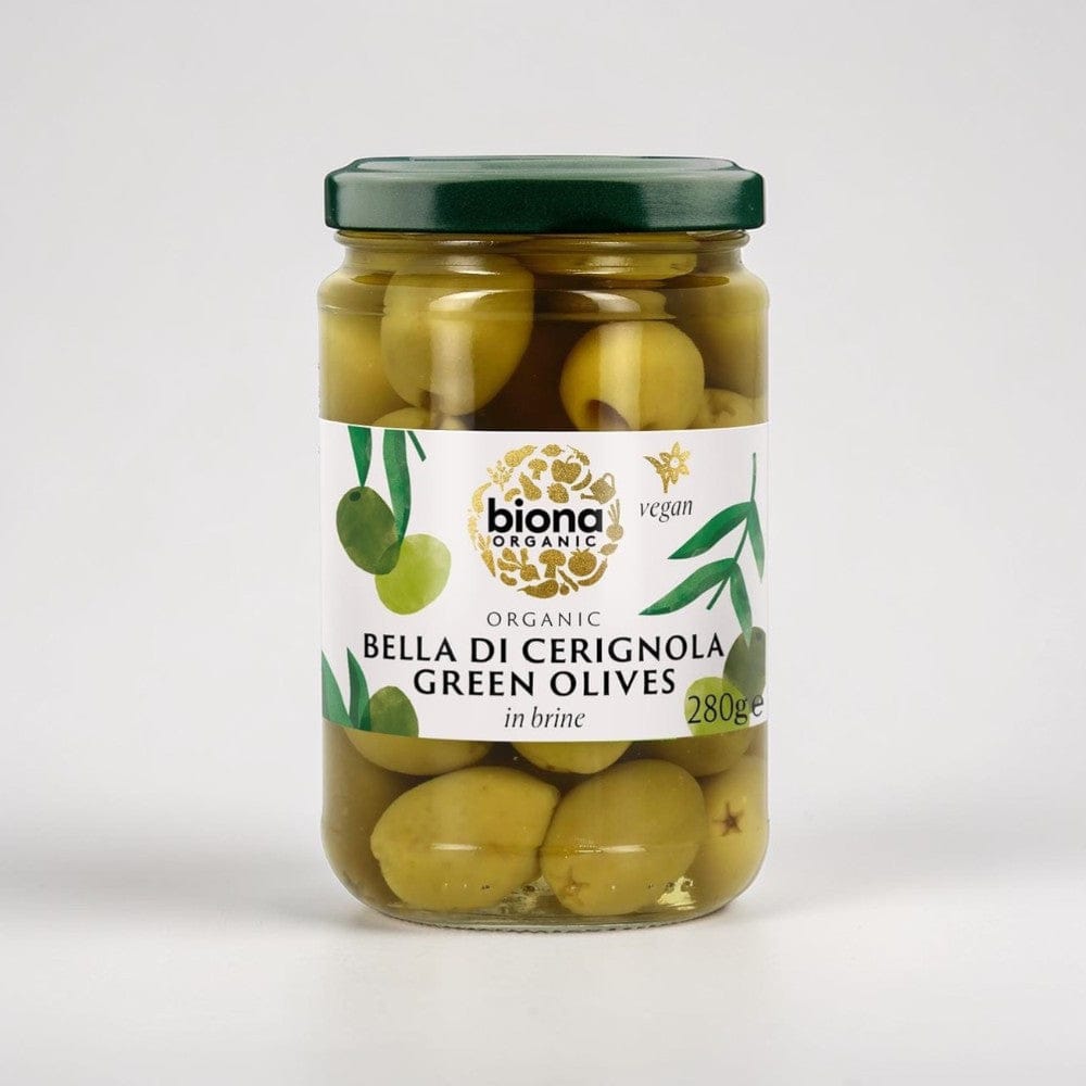 Italian Bella di Cerignola Olives in Brine Organic 280g by Biona