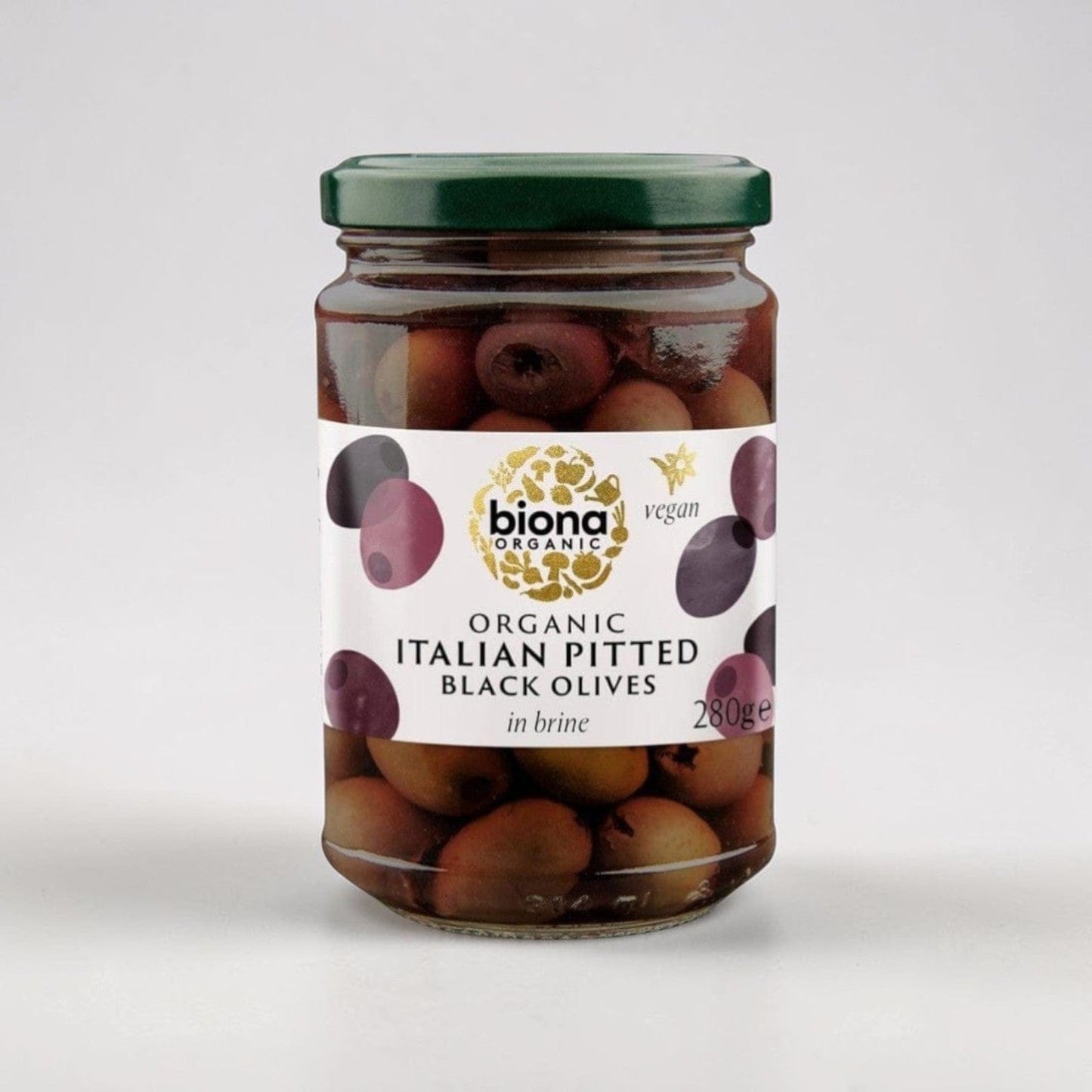Pitted Black Olives in Brine Organic 280g by Biona