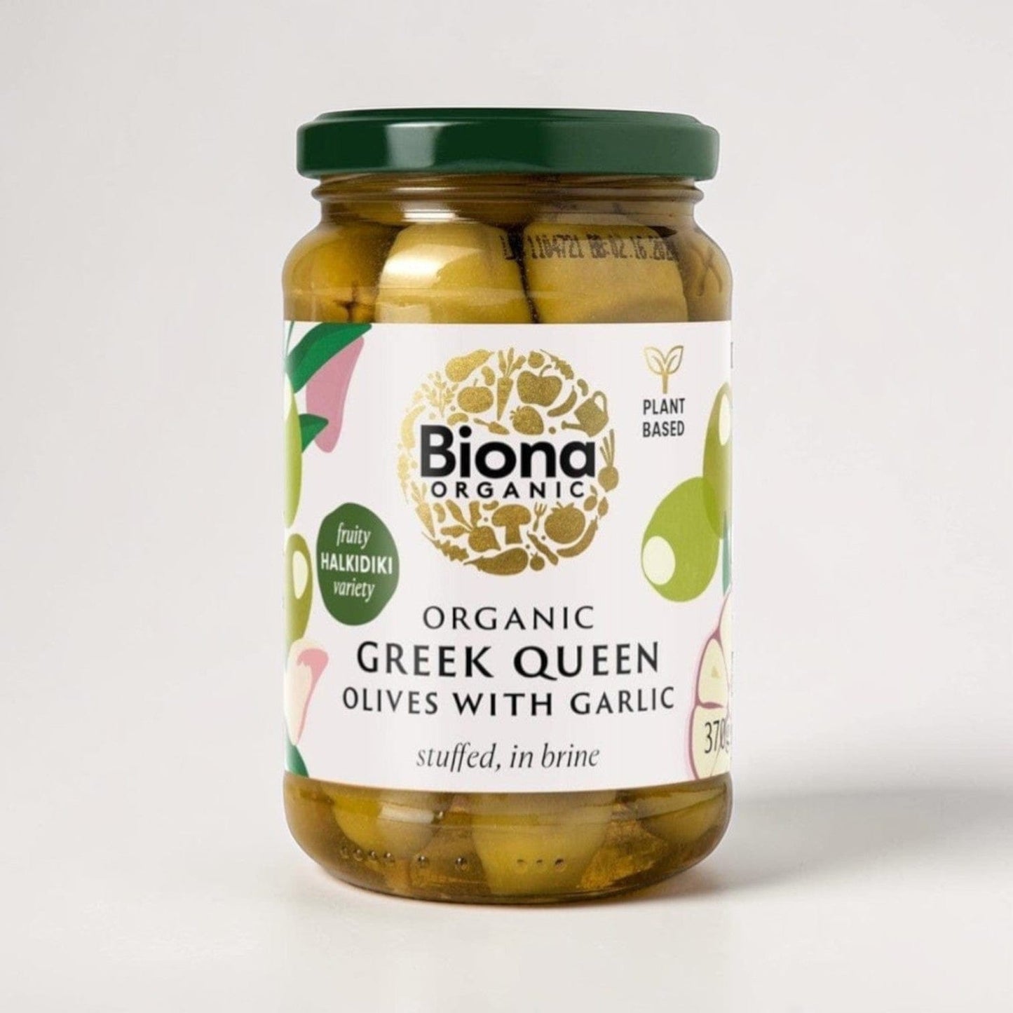 Organic Greek Queen Olives Stuffed with Garlic 370g by Biona