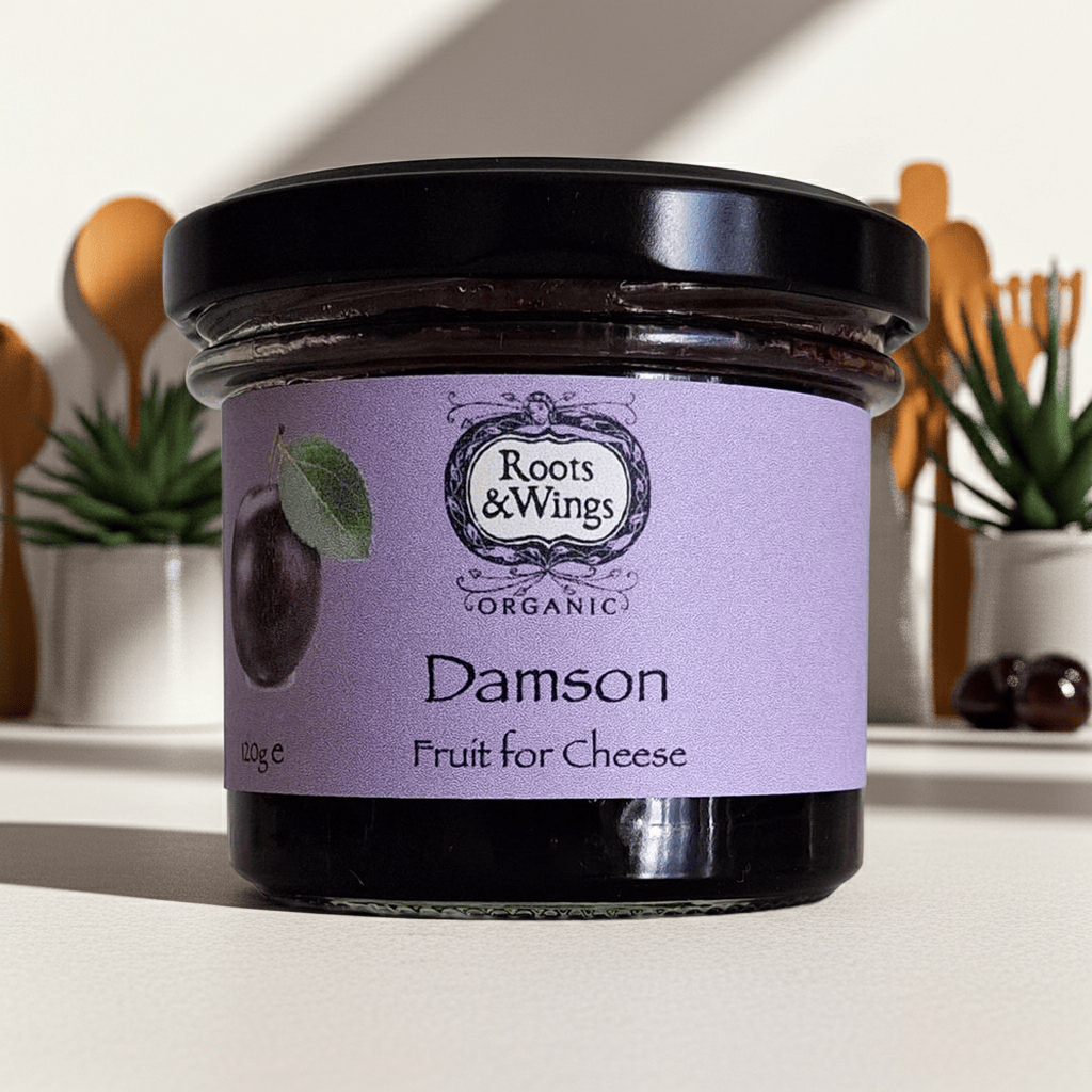 A rich, tangy damson preserve designed to complement savoury cheeses. Deeply fruity and perfect for autumnal cheeseboards.