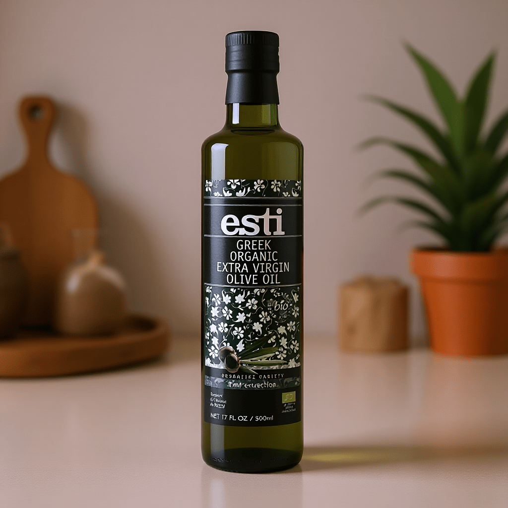 Greek Organic Extra Virgin Olive Oil Glass Bottle 500g