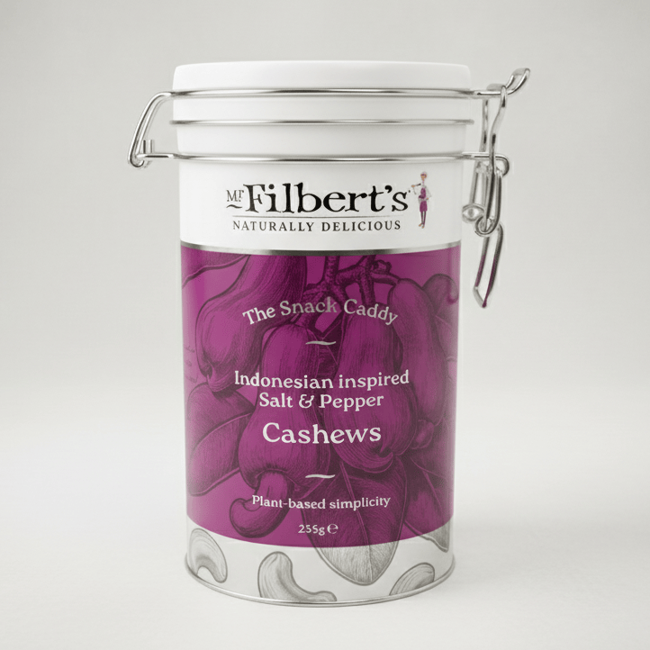 Indonesian Inspired Salt & Pepper Cashews Gift Tin 235g by Mr Filberts