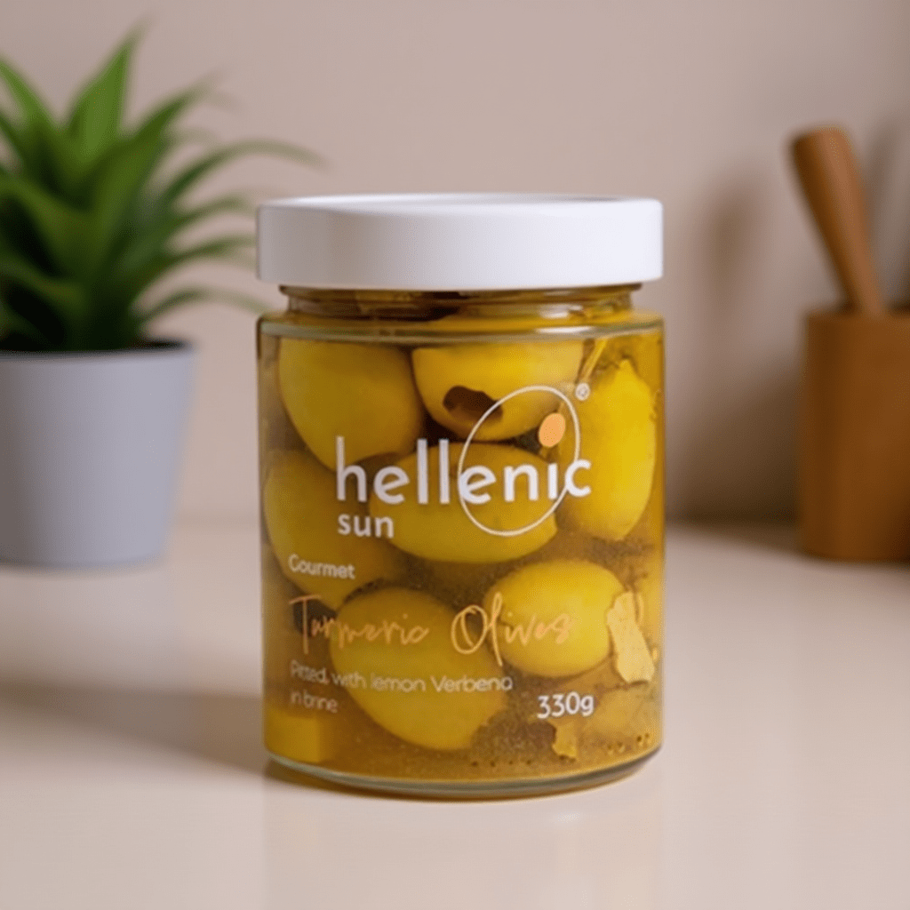 Turmeric Olives Pitted & Lemon Verbena 330g