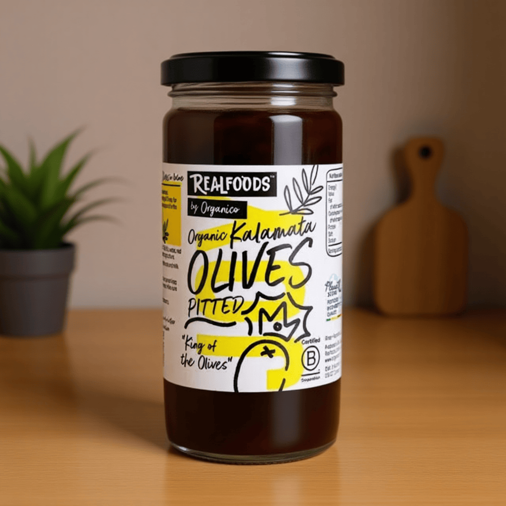 Organic Kalamata Olives Pitted in Brine 230g