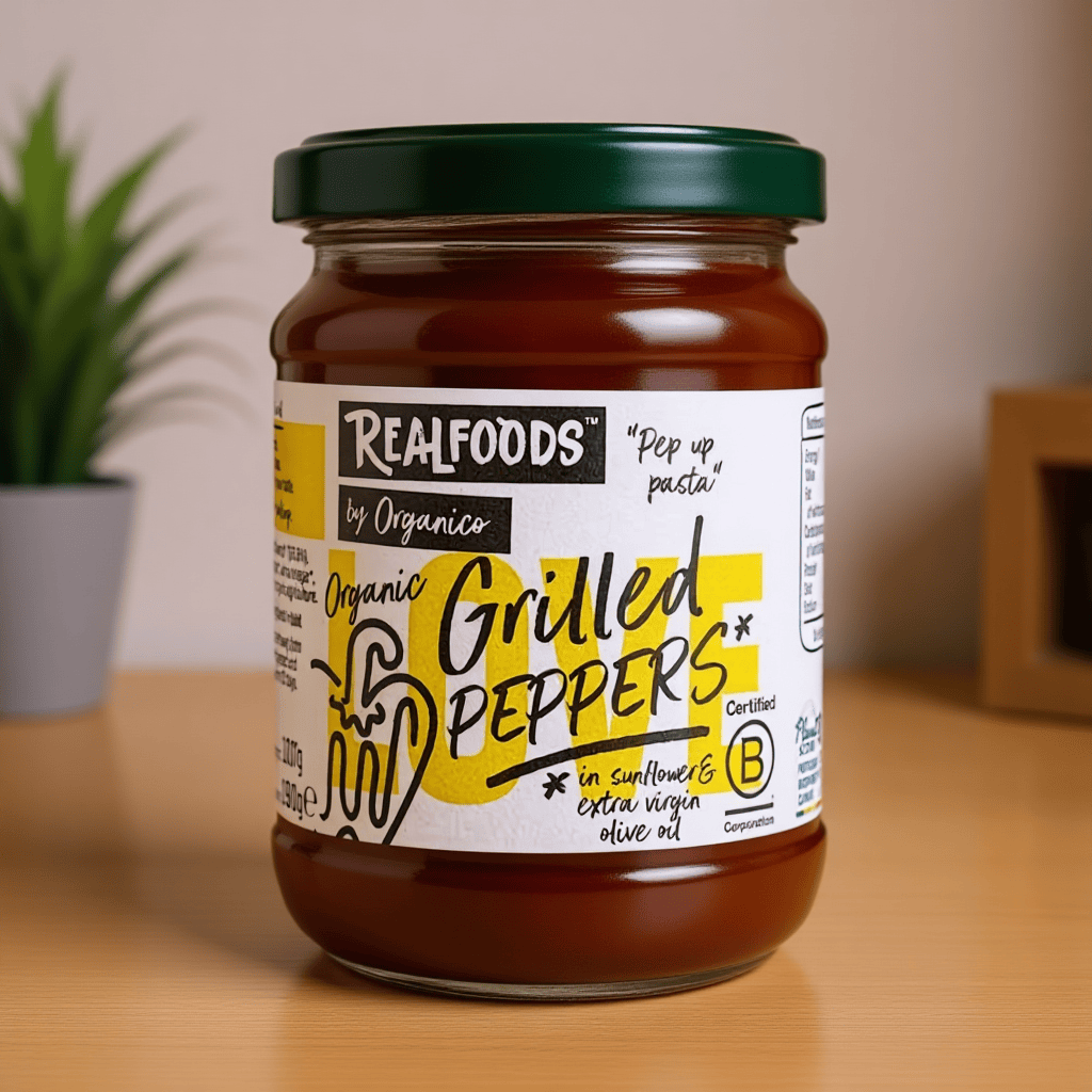 Organic Grilled Peppers in Oil 190g