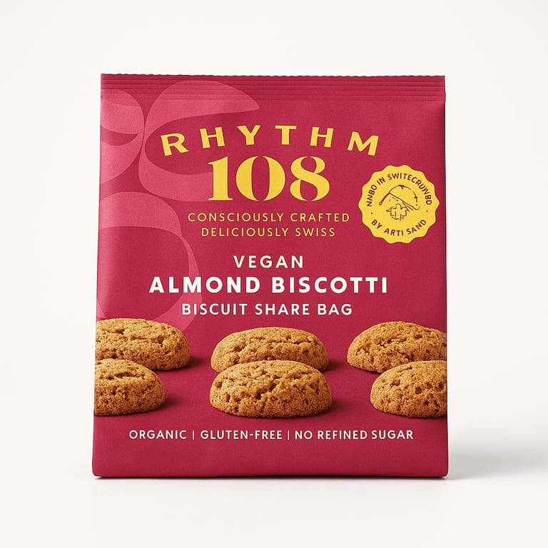 Almond Biscotti Tea Biscuit Share Bag 135g by Rhythm 108