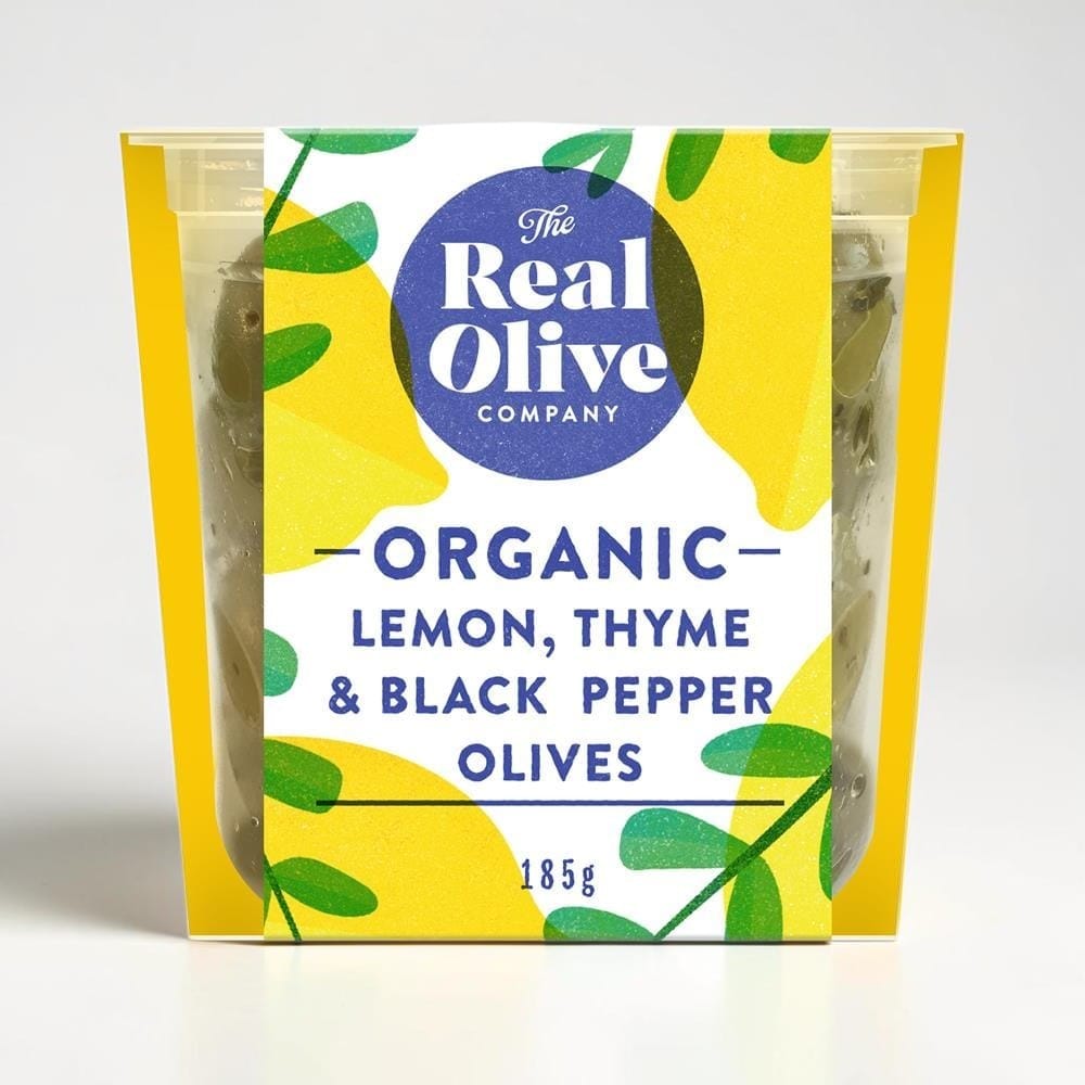 Organic Lemon Thyme & Black Pepper Olives in Cold-pressed Oil 150g