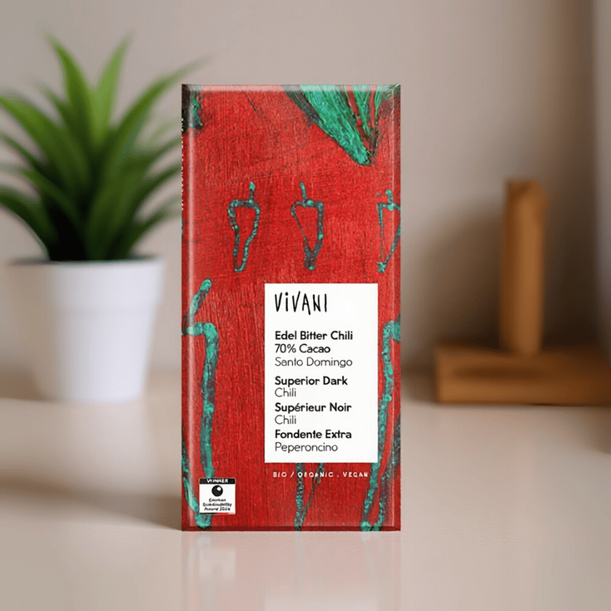 Dark Chilli Chocolate 70% Vegan Organic 100g