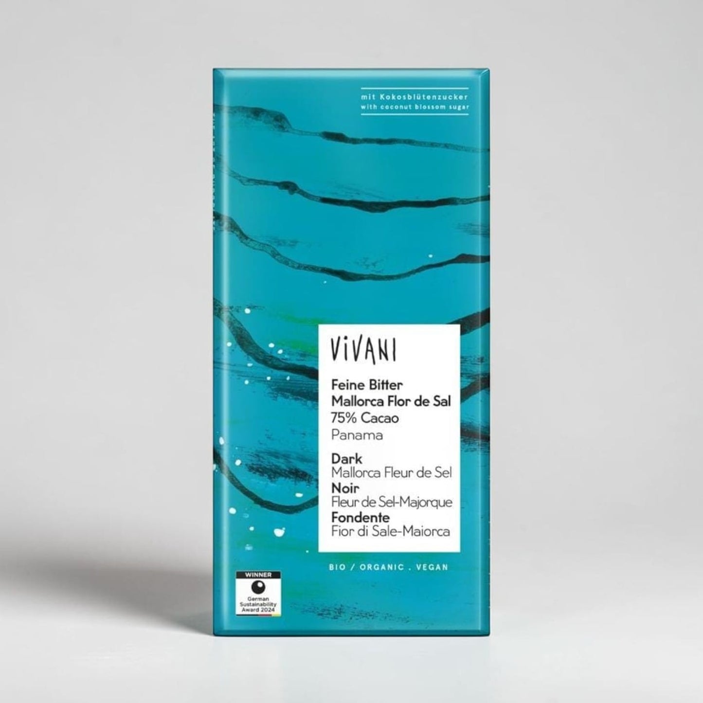 Dark Salted Chocolate 75% Vegan Organic 80g by Vivani