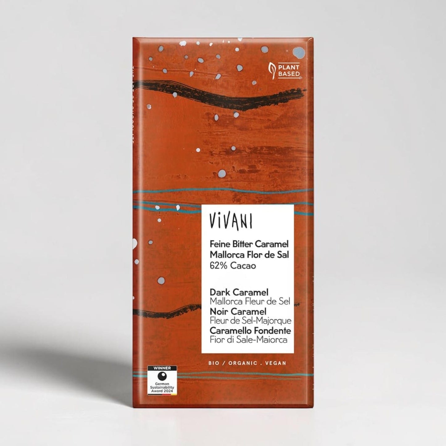 Dark Caramel Salted Chocolate 62% Vegan Organic 80g by Vivani