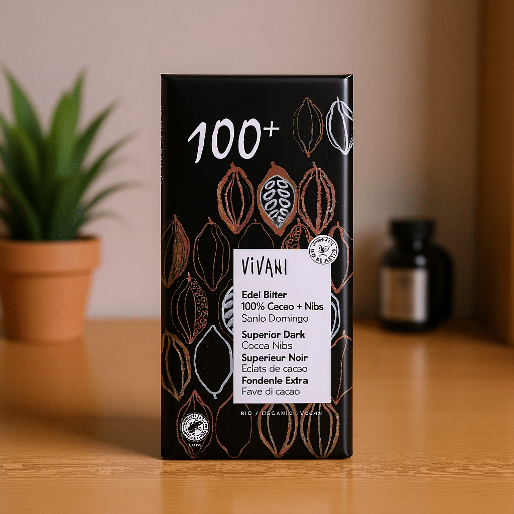 Dark 100+ Chocolate with Cocoa Nibs Vegan Organic 80g