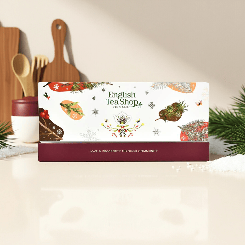 A nostalgic gift box of festive organic teas in vintage-inspired packaging. Great for sharing or enjoying throughout the season.