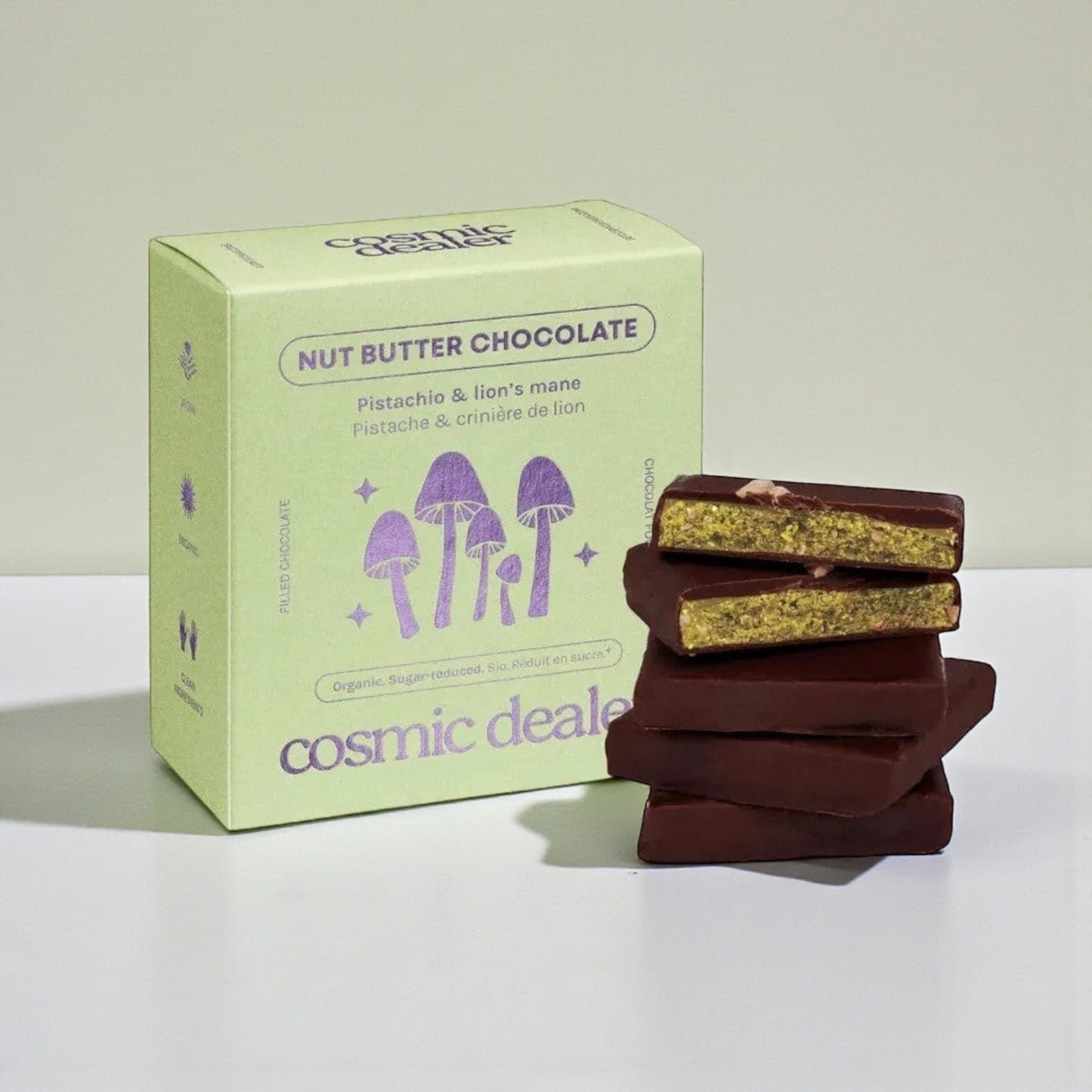 Pistachio Nut Butter - Box of 4 Organic Chocolates by Cosmic Dealer