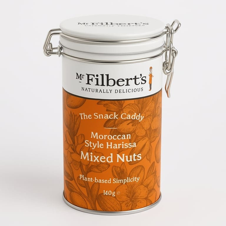 Moroccan Style Harissa Mixed Nuts Gift Tin 140g by Mr Filberts