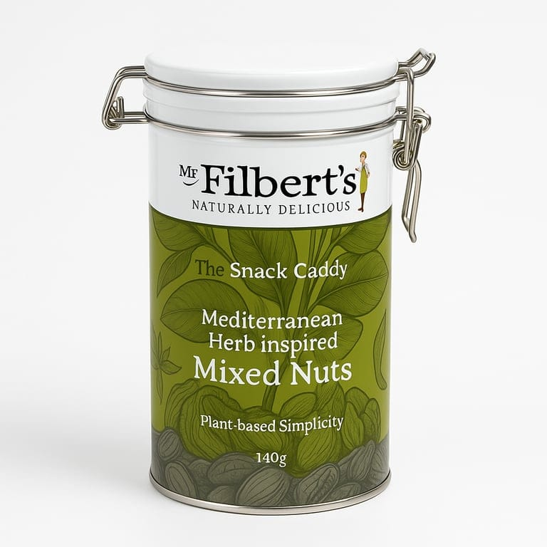 Mediterranean Herb Mixed Nuts Gift Tin 140g by Mr Filberts