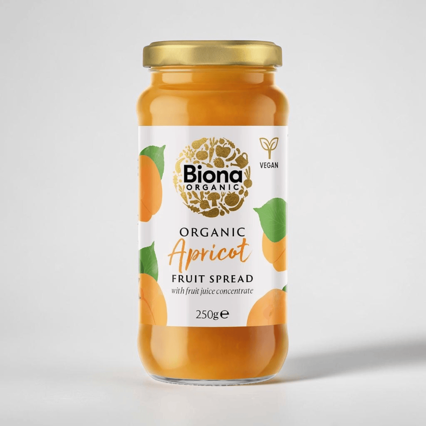 Saporia | Artisan UK Vegan Cheesemonger & Deli Biona organic apricot fruit spread in a 250g glass jar