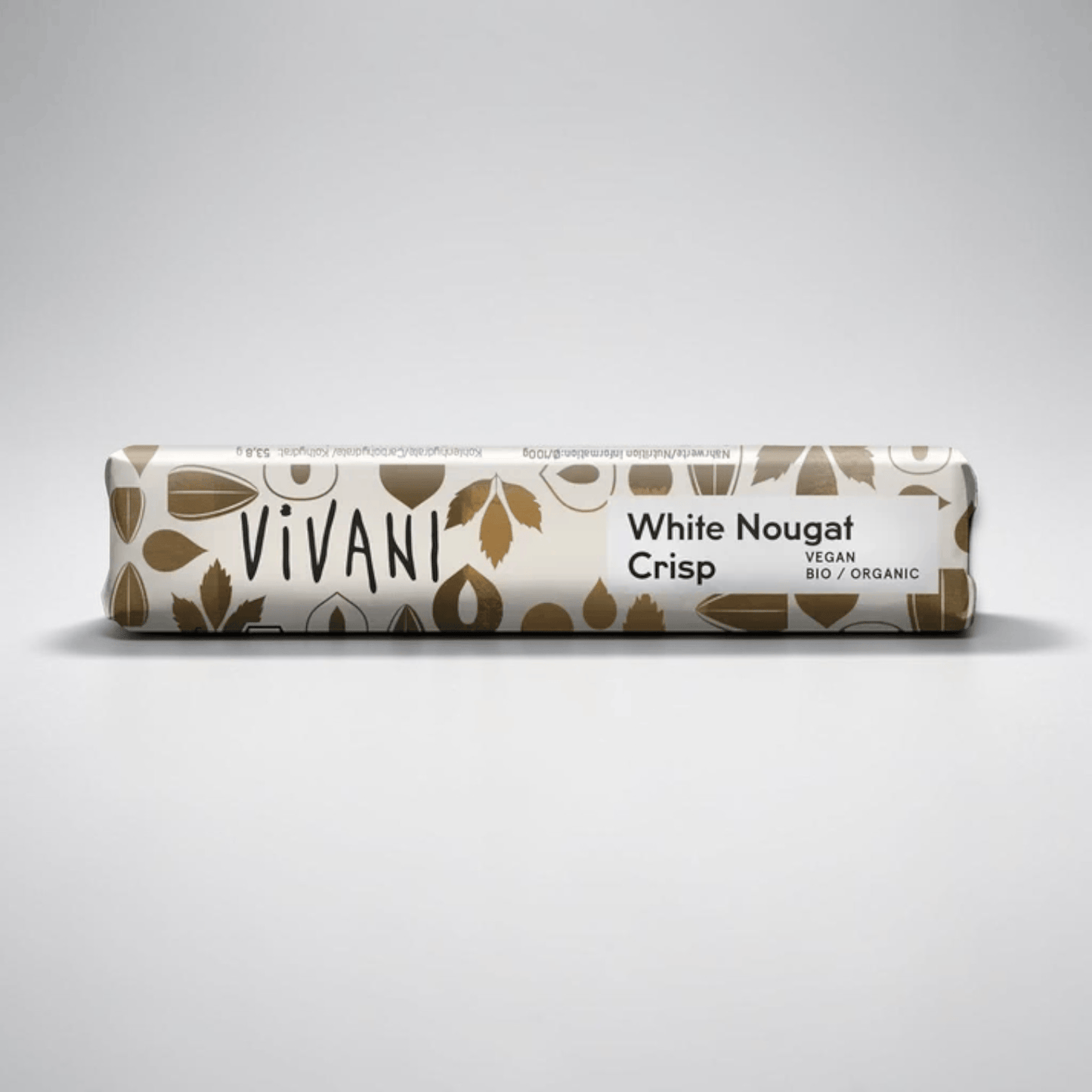 Saporia | Artisan UK Vegan Cheesemonger & Deli Vivani organic white nougat crisp chocolate bar in white and gold wrapper