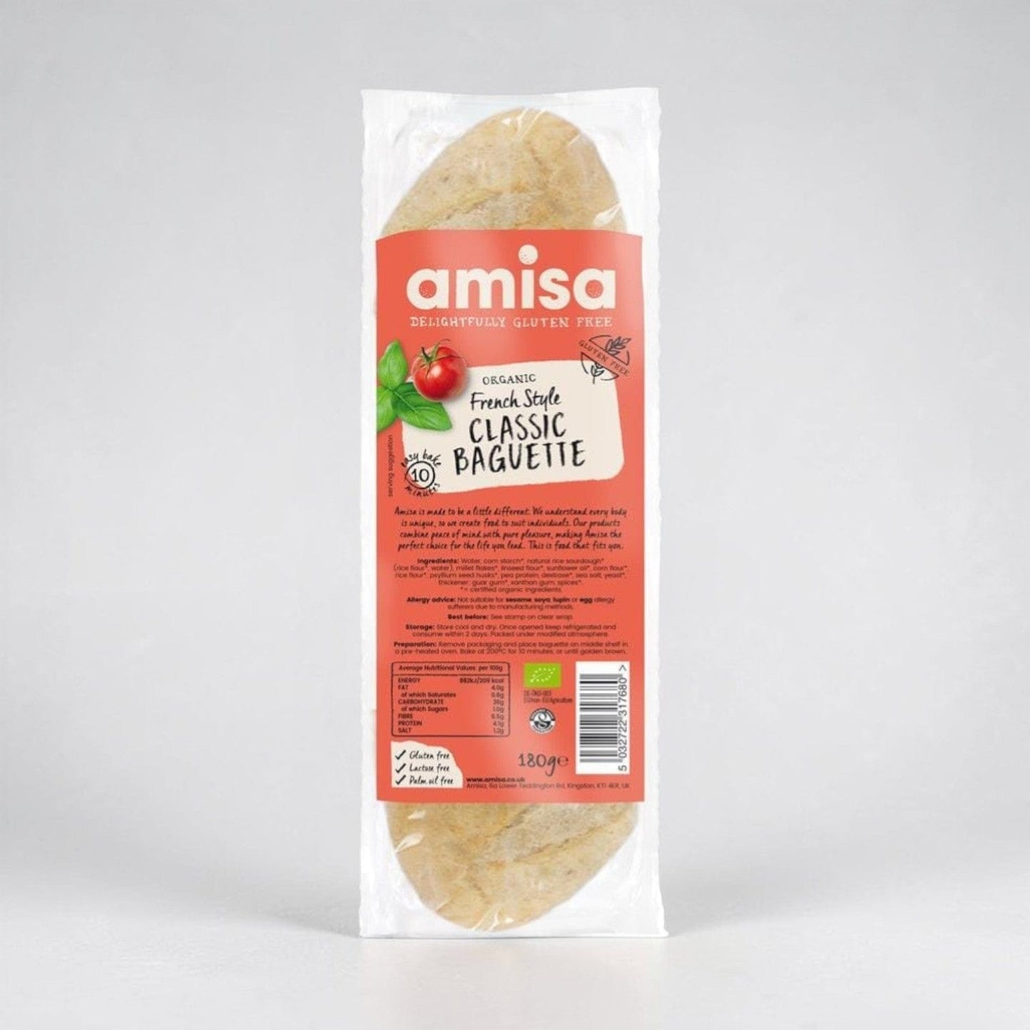 Organic Gluten Free French Style Classic Baguette 180g
