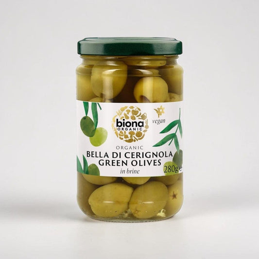 Italian Bella di Cerignola Olives in Brine Organic 280g by Biona