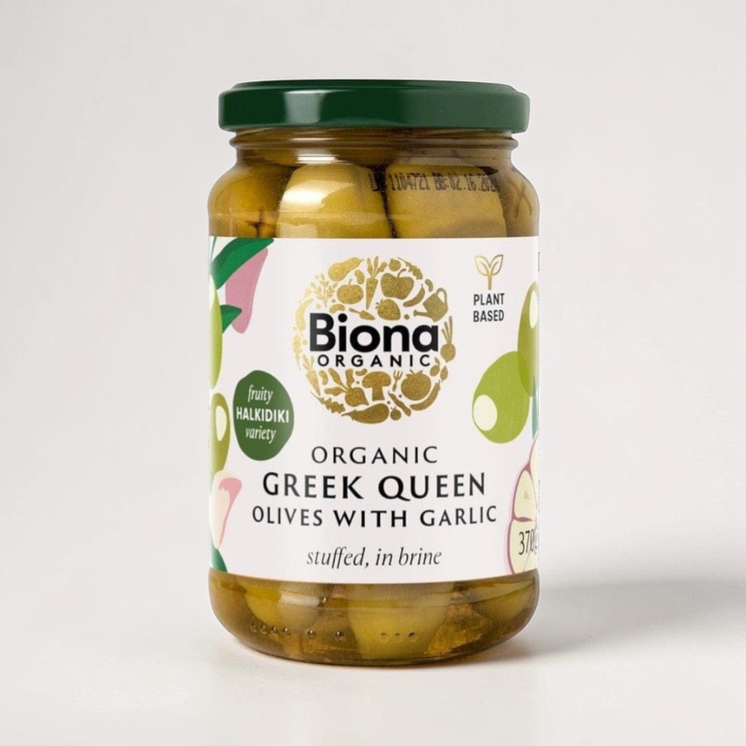 Organic Greek Queen Olives Stuffed with Garlic 370g by Biona