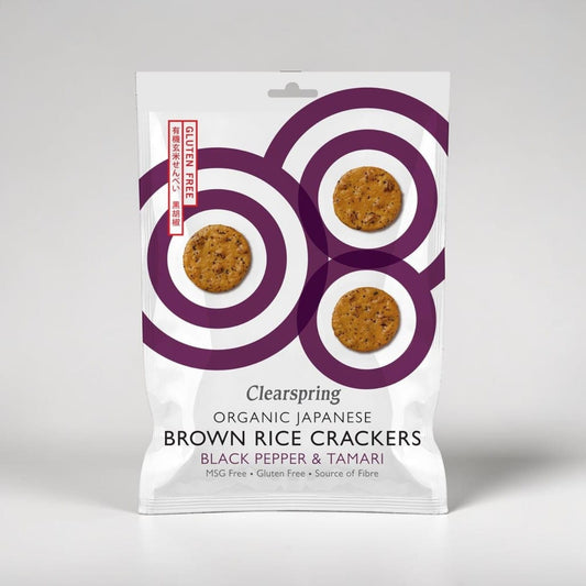 Organic Brown Rice Crackers - Black Pepper & Tamari by Clearspring