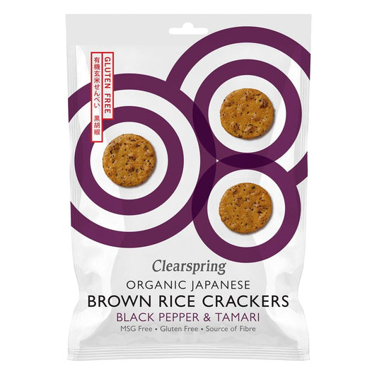 Organic Brown Rice Crackers - Black Pepper & Tamari