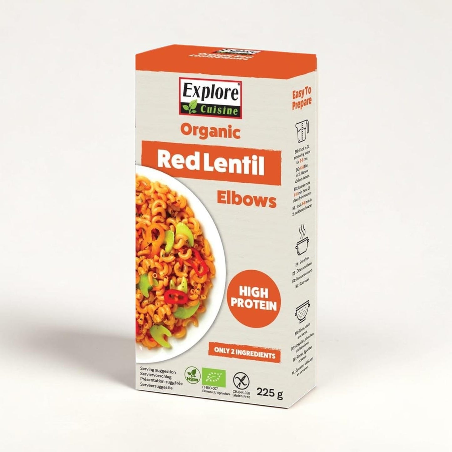 Organic Red Lentil Elbows 225g by Explore Cuisine