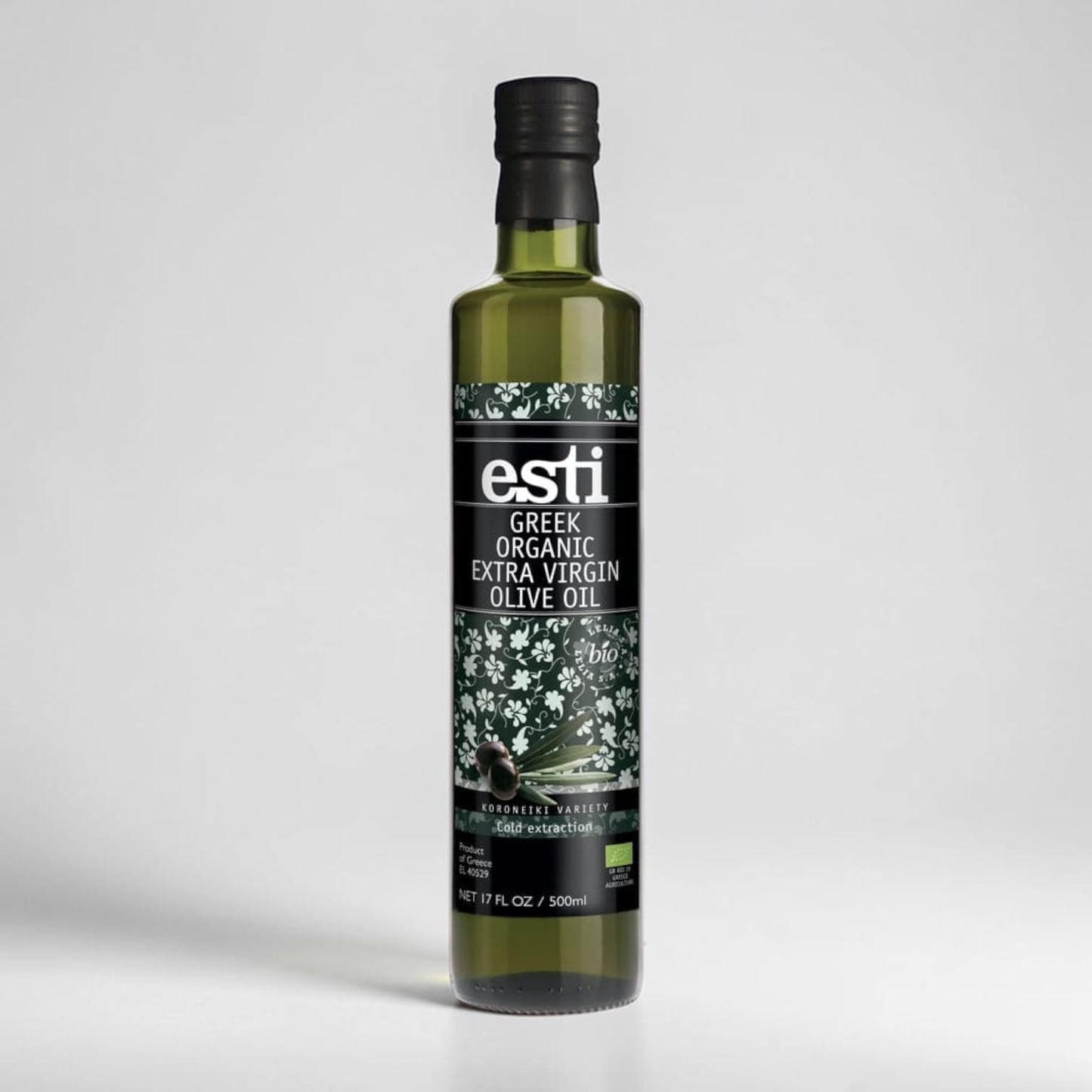 Greek Organic Extra Virgin Olive Oil Glass Bottle 500g by Esti