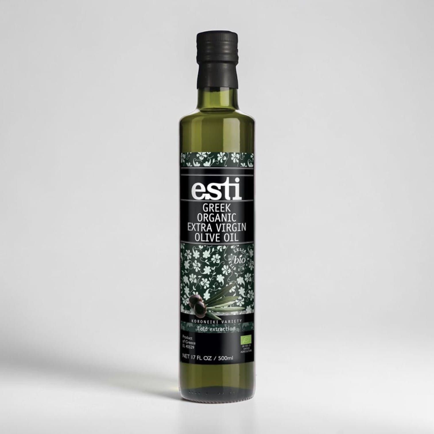 Greek Organic Extra Virgin Olive Oil Glass Bottle 500g by Esti