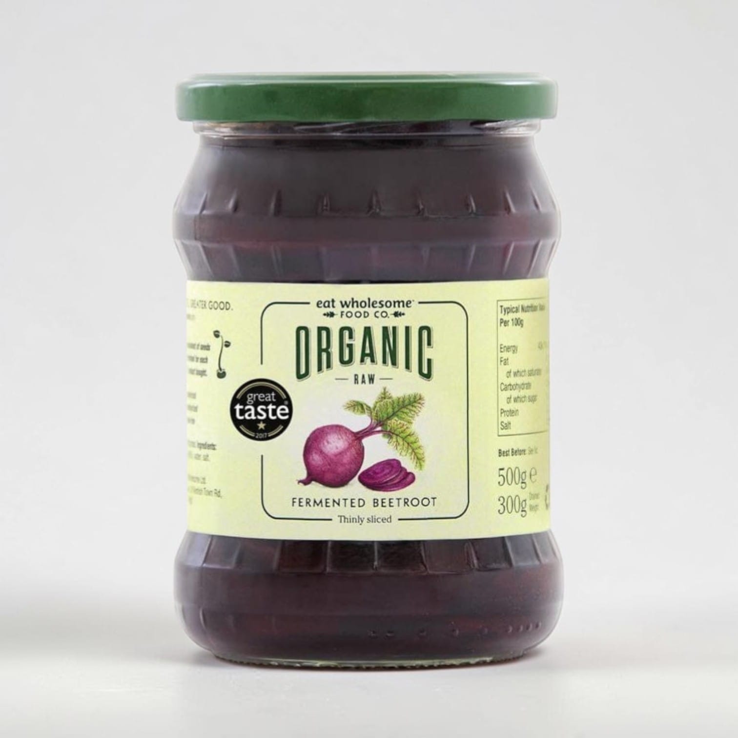 Organic Raw Fermented Sliced Beetroot 500g by Eat Wholesome