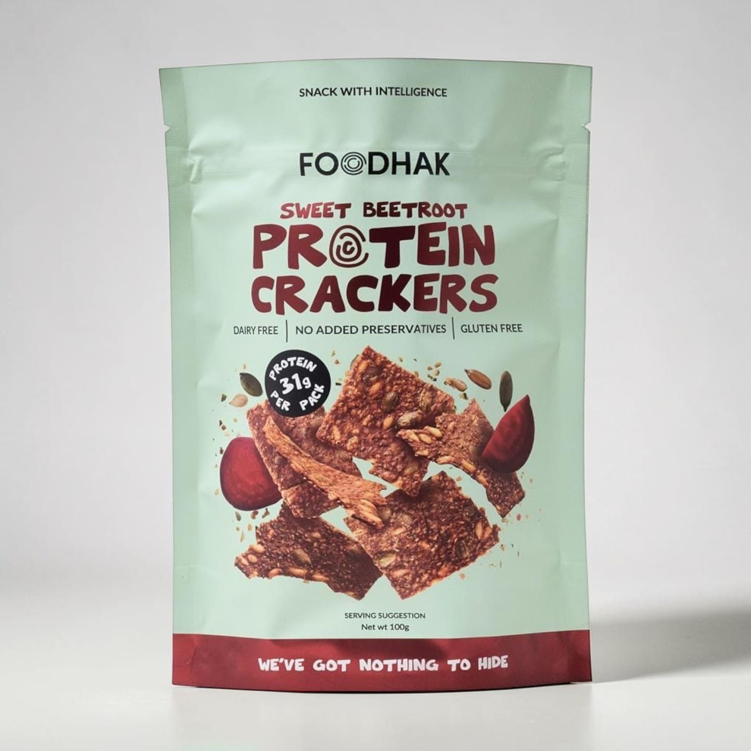 Sweet Beetroot Protein Crackers 100g by Foodhak