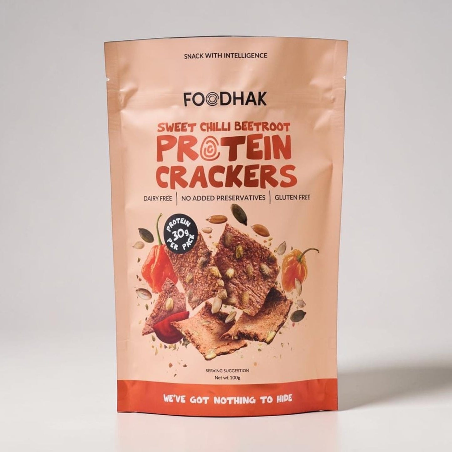 Sweet Chilli Beetroot Protein Crackers 100g by Foodhak