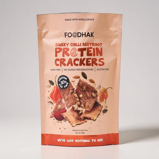 Sweet Chilli Beetroot Protein Crackers 100g by Foodhak