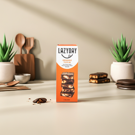 Zesty orange slices enrobed in rich vegan chocolate. Free from gluten, dairy, and egg—perfect for indulgent snacking or sharing.