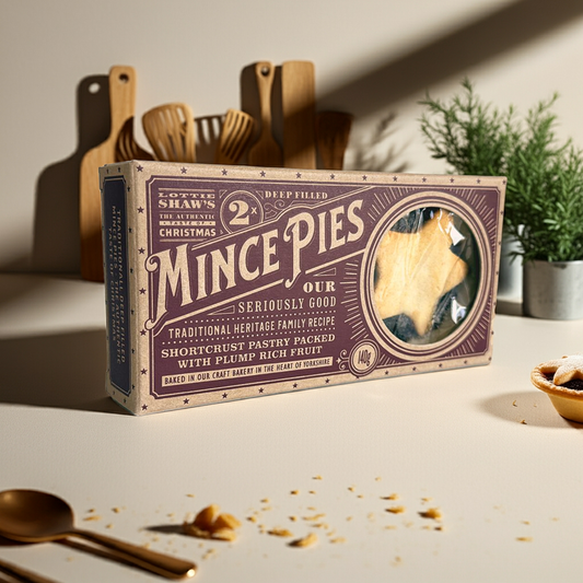 Handcrafted mince pies filled with rich, spiced mincemeat in a buttery pastry. A festive favourite baked the traditional Yorkshire way.