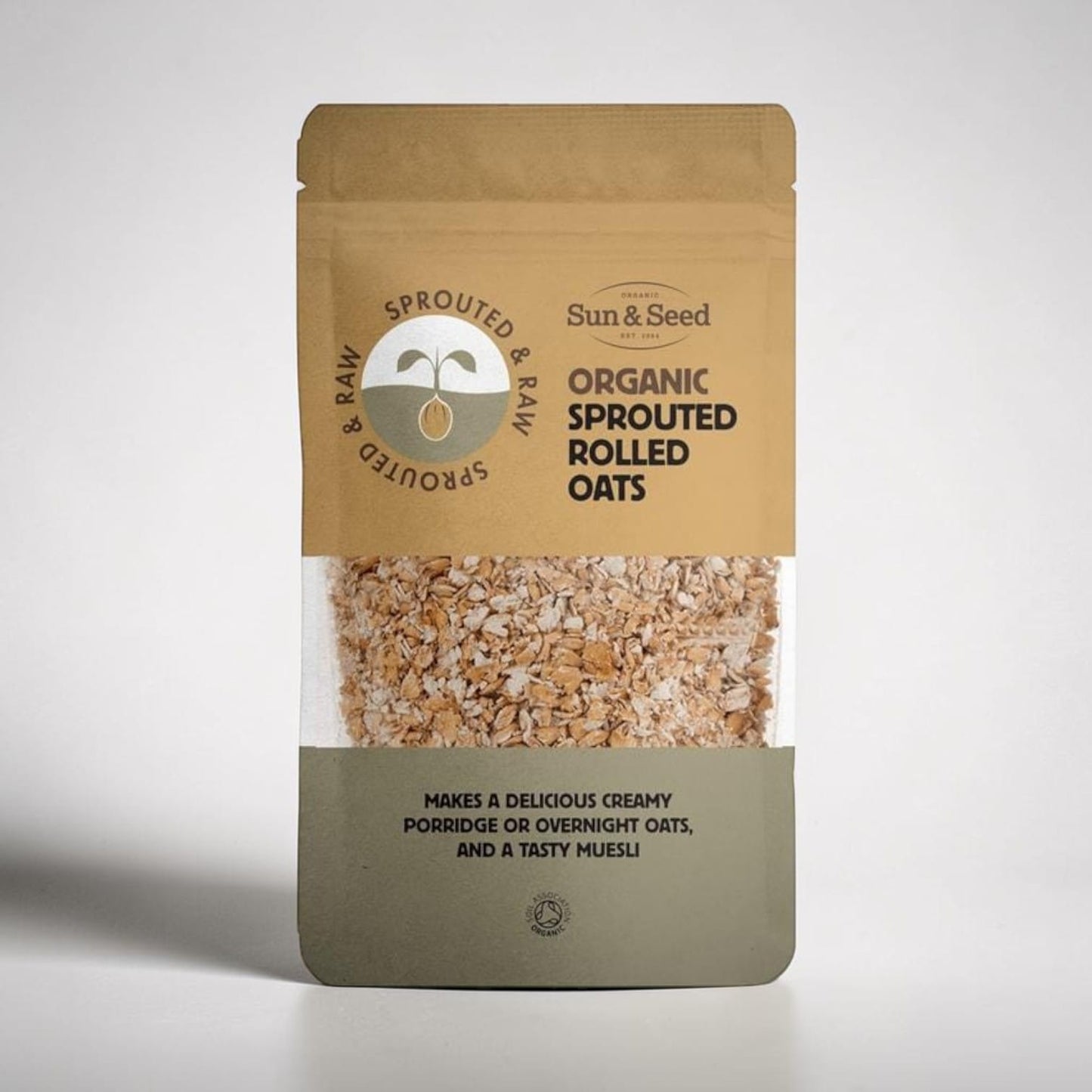 Organic Sprouted & Raw Naked Rolled Oats 250g by Sun and Seed