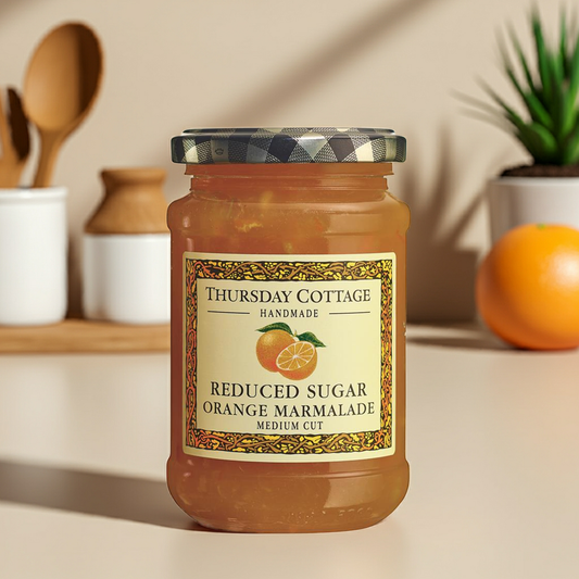 Traditional and bright, with fine-cut orange peel and a lively citrus tang. Ideal for morning toast or adding zing to glazes and cakes.