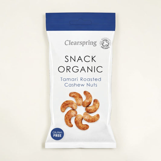 Organic Tamari roasted cashew nuts 30g by Clearspring