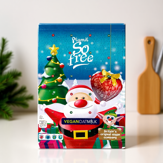 A creamy vegan advent calendar made with smooth oat m!lk chocolate. Dairy-free, palm oil-free, and ideal for kids or adults alike.