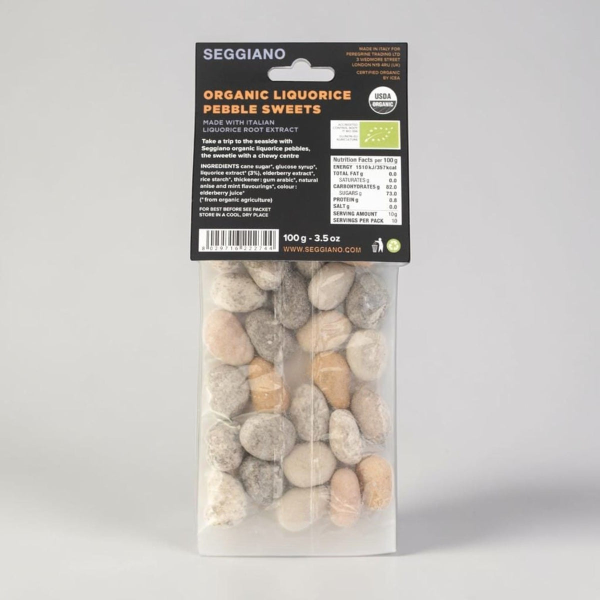 Organic Liquorice Pebbles 100g by Seggiano