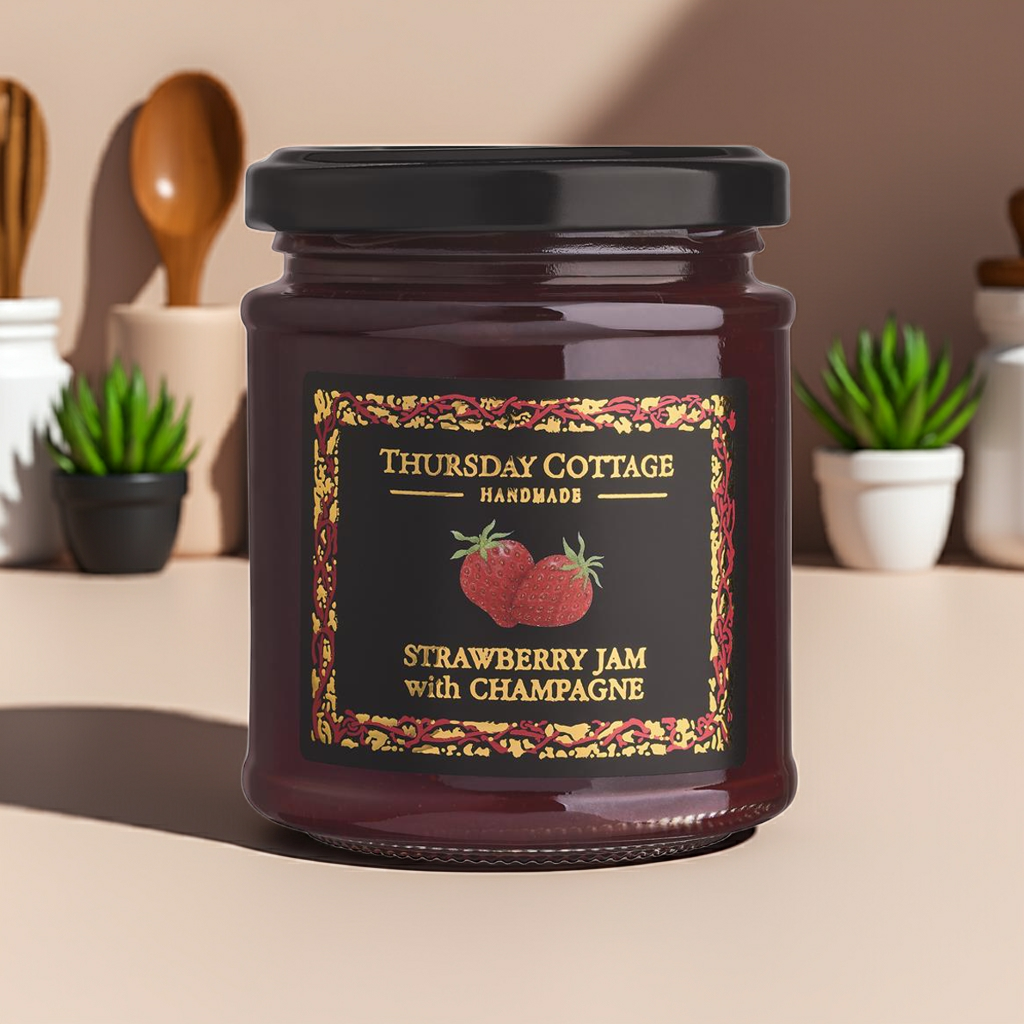 Sweet, ripe strawberries meet crisp champagne in this elegant preserve. Delicate, fruity, and ideal for special breakfasts or afternoon teas.
