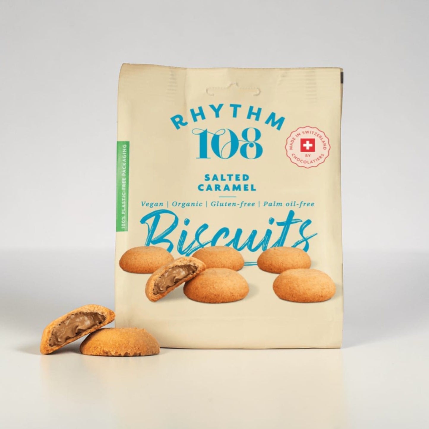 Chocolate & Salted Caramel Biscuit Share Bag 135g by Rhythm 108