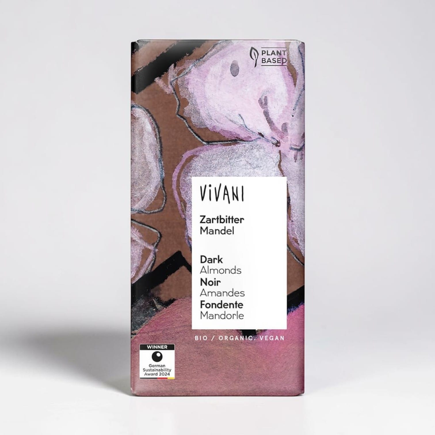 Dark Almond Chocolate 55% Vegan Organic 100g by Vivani