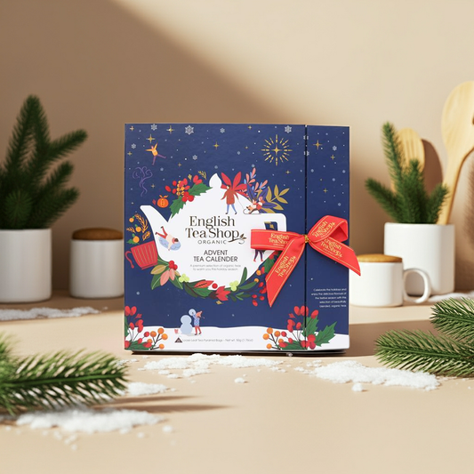 An enchanting advent calendar shaped like a book, featuring 25 organic teas. A calming countdown to Christmas with bedtime blends.