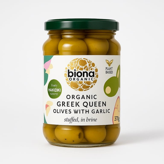 Organic Greek Queen Olives Stuffed with Garlic 370g