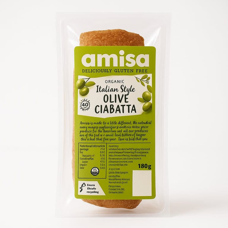 Organic Olive Ciabatta Gluten Free 180g