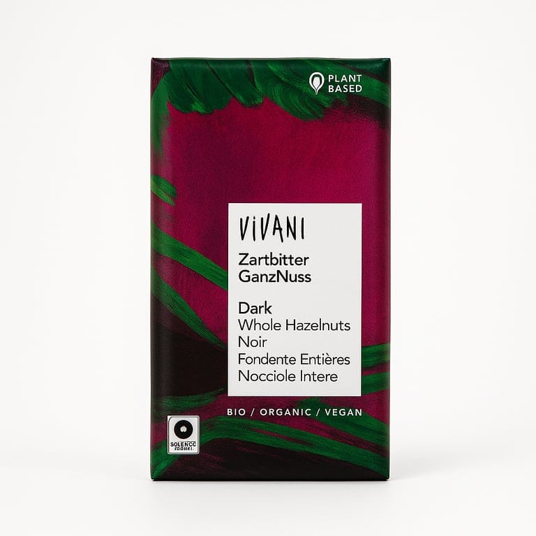 Dark Whole Hazelnut Chocolate Vegan Organic 100g by Vivani