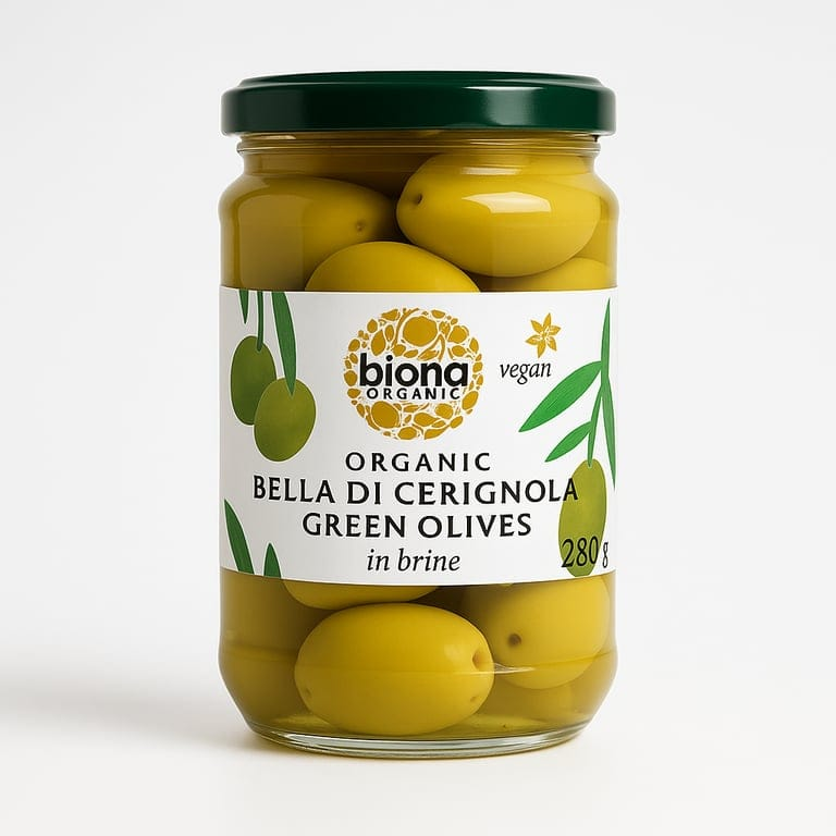 Italian Bella di Cerignola Olives in Brine Organic 280g