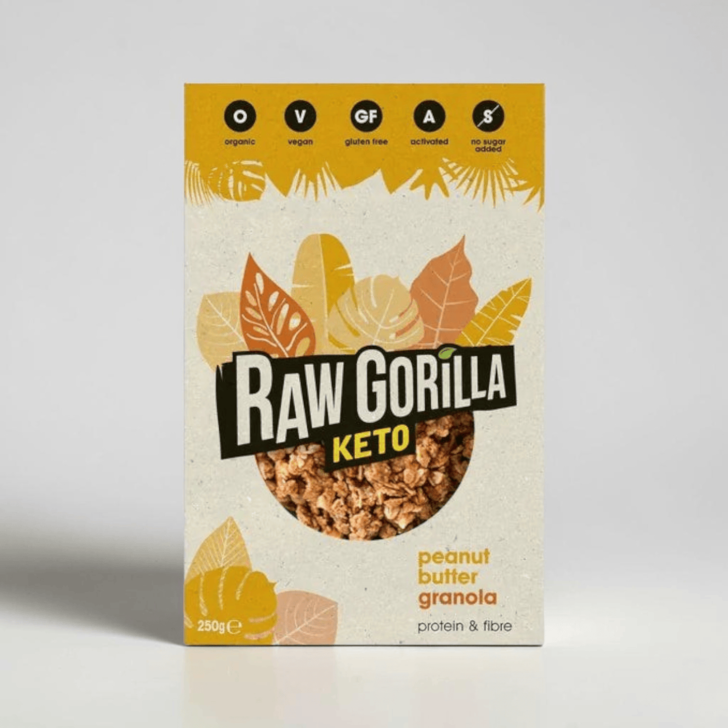 Saporia | Artisan UK Vegan Cheesemonger & Deli Raw Gorilla keto peanut butter granola in a 250g recyclable pouch.