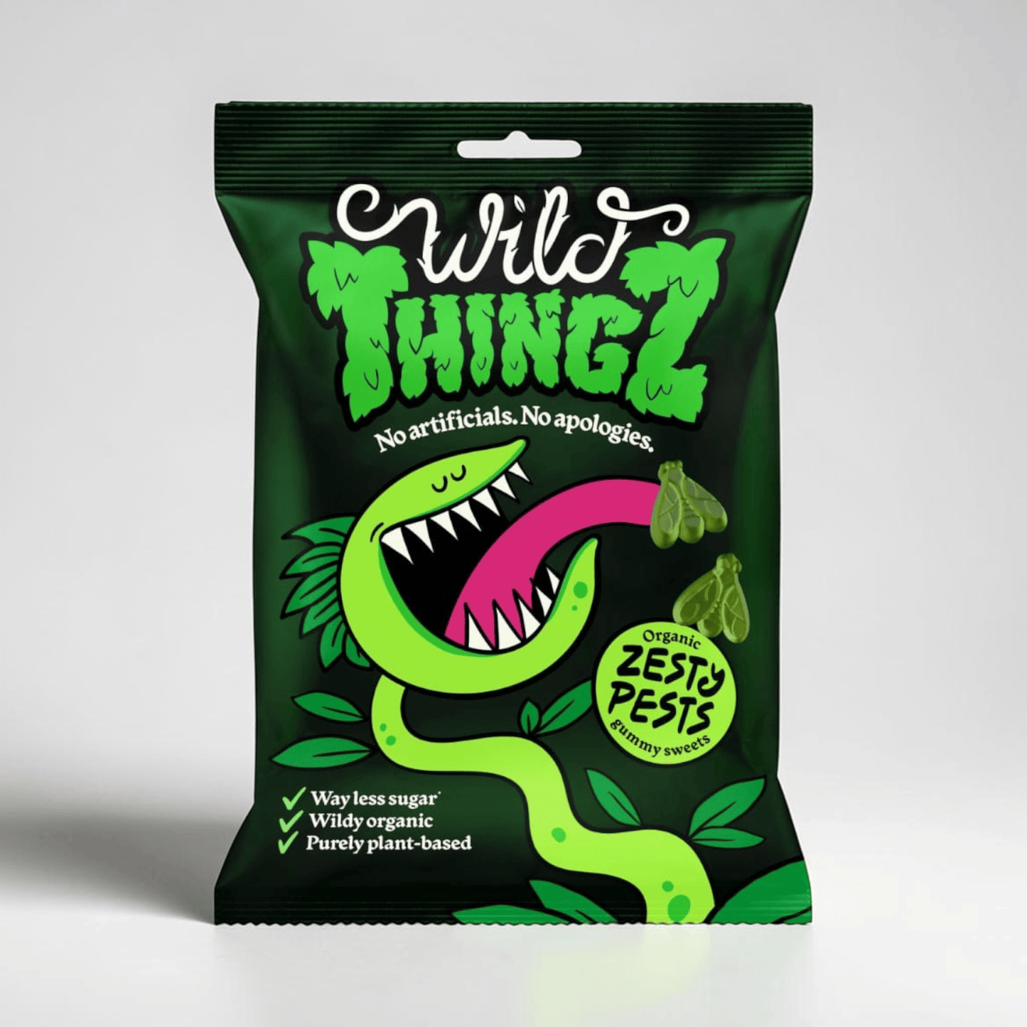 Saporia | Artisan UK Vegan Cheesemonger & Deli Wild Thingz Zesty Pests organic vegan gummy sweets in green packaging